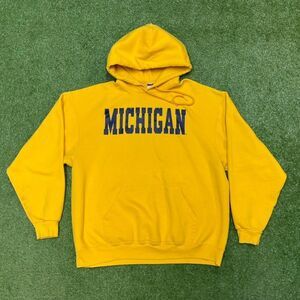 Vintage Michigan Wolverines Hoodie Yellow Spell Out Size  XL Y2K 90s